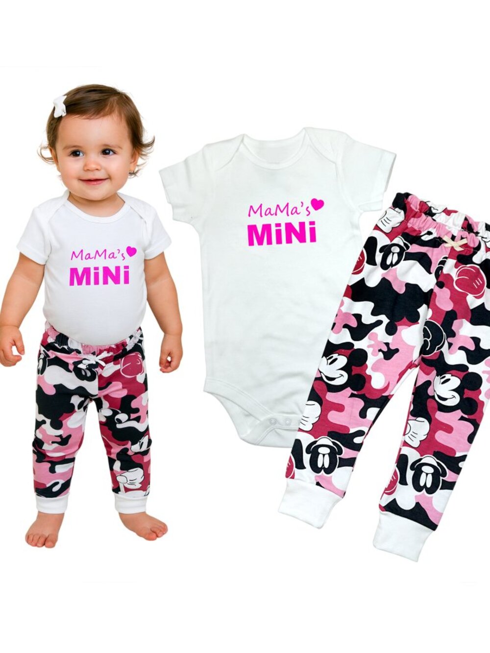 Girls Baby Bodysuit and Pant SET outfit - Mama's Mini Pink Camo NWT